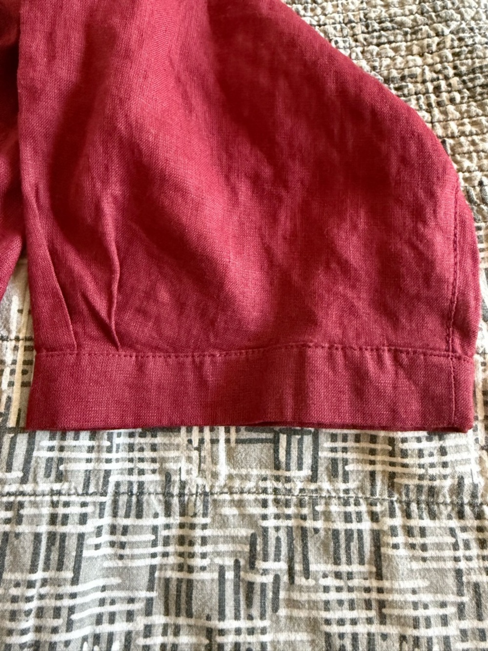 H by Halston 100% Linen Burgundy Boatneck Cropped Shirt Top Size XL Extra Large - Picture 5 of 10